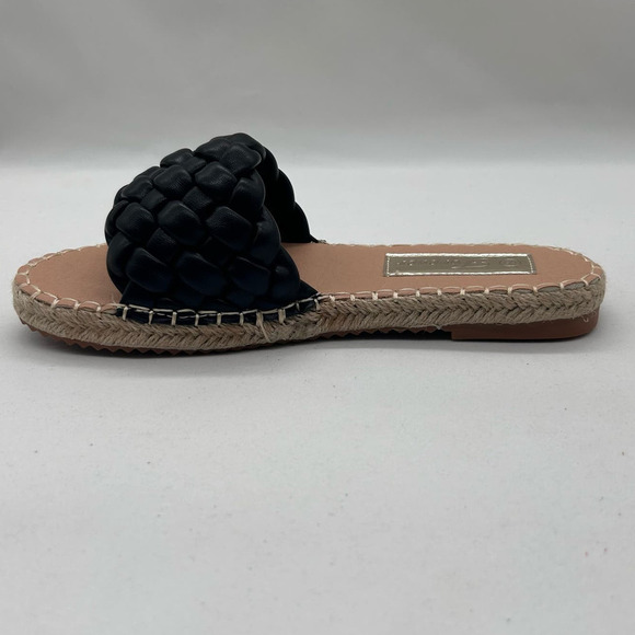 Forever Sandals Womens‎ 8 Black Woven Flat Slides Open Toe Braided Slip On NEW - Picture 3 of 7